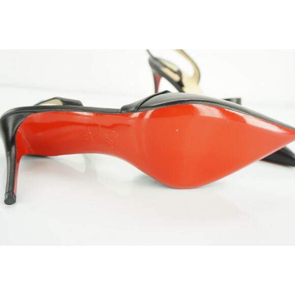 Christian Louboutin Actina Black Leather Slingback Pumps Size 39 Pointy $795 - Picture 9 of 11